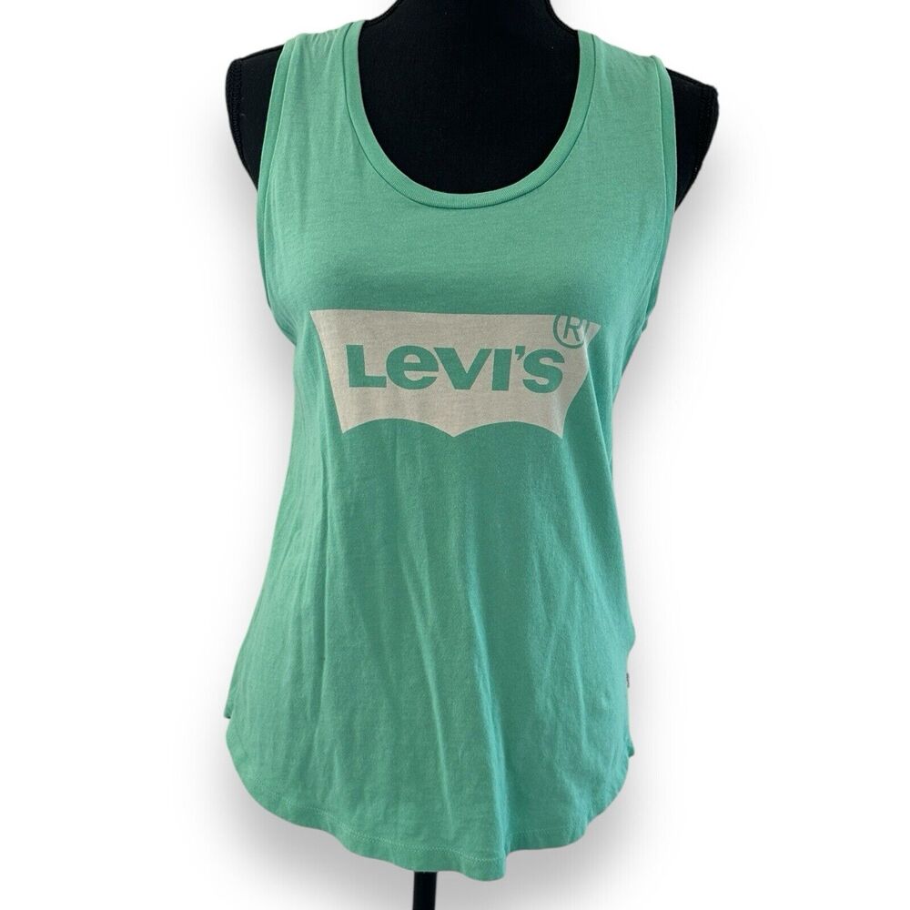 Levi's Women's Oversized Muscle‎ Tank Top Turquoise Size Small Classic Logo
